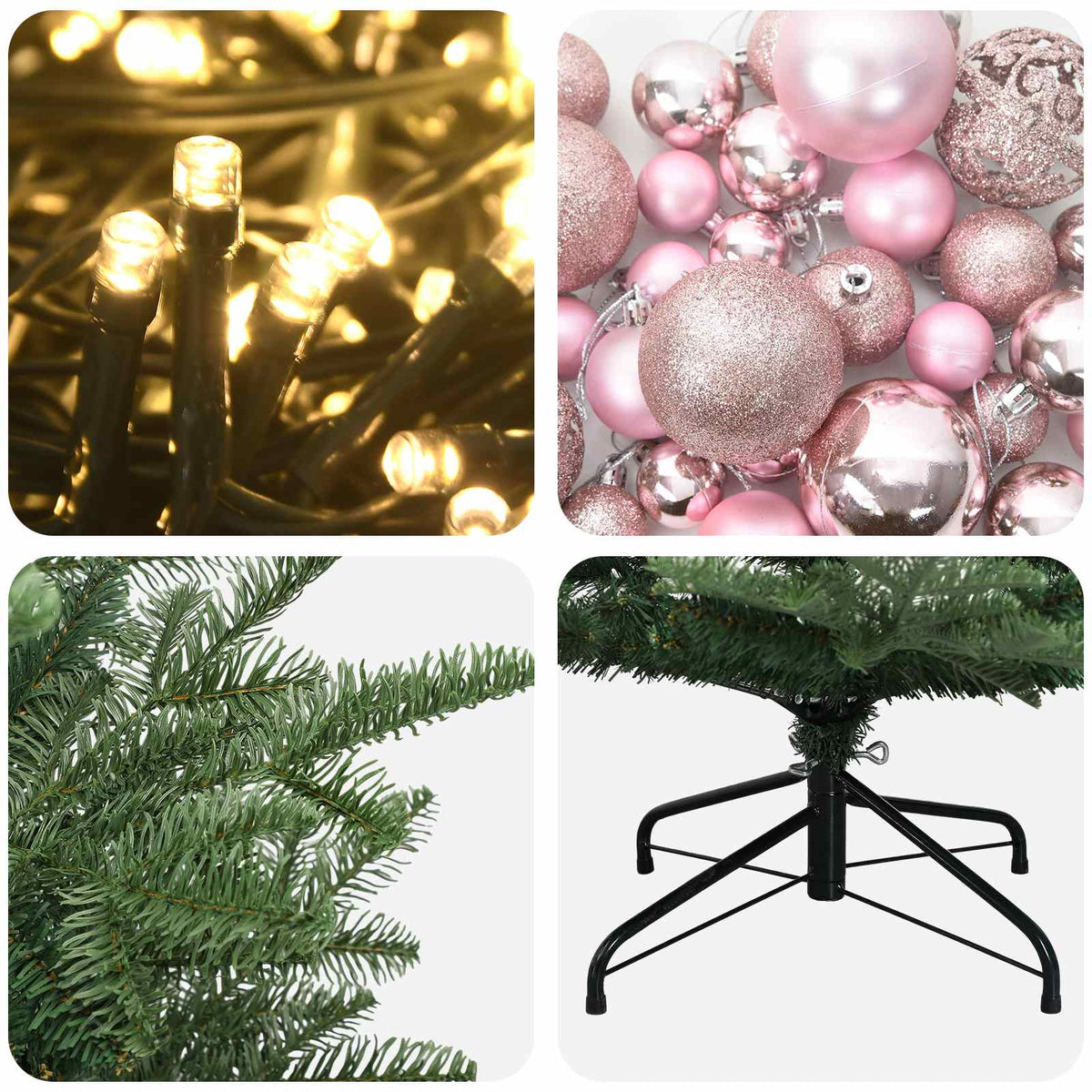 vidaXL Artificial Christmas Tree with Bauble 180 cm 300 LEDs