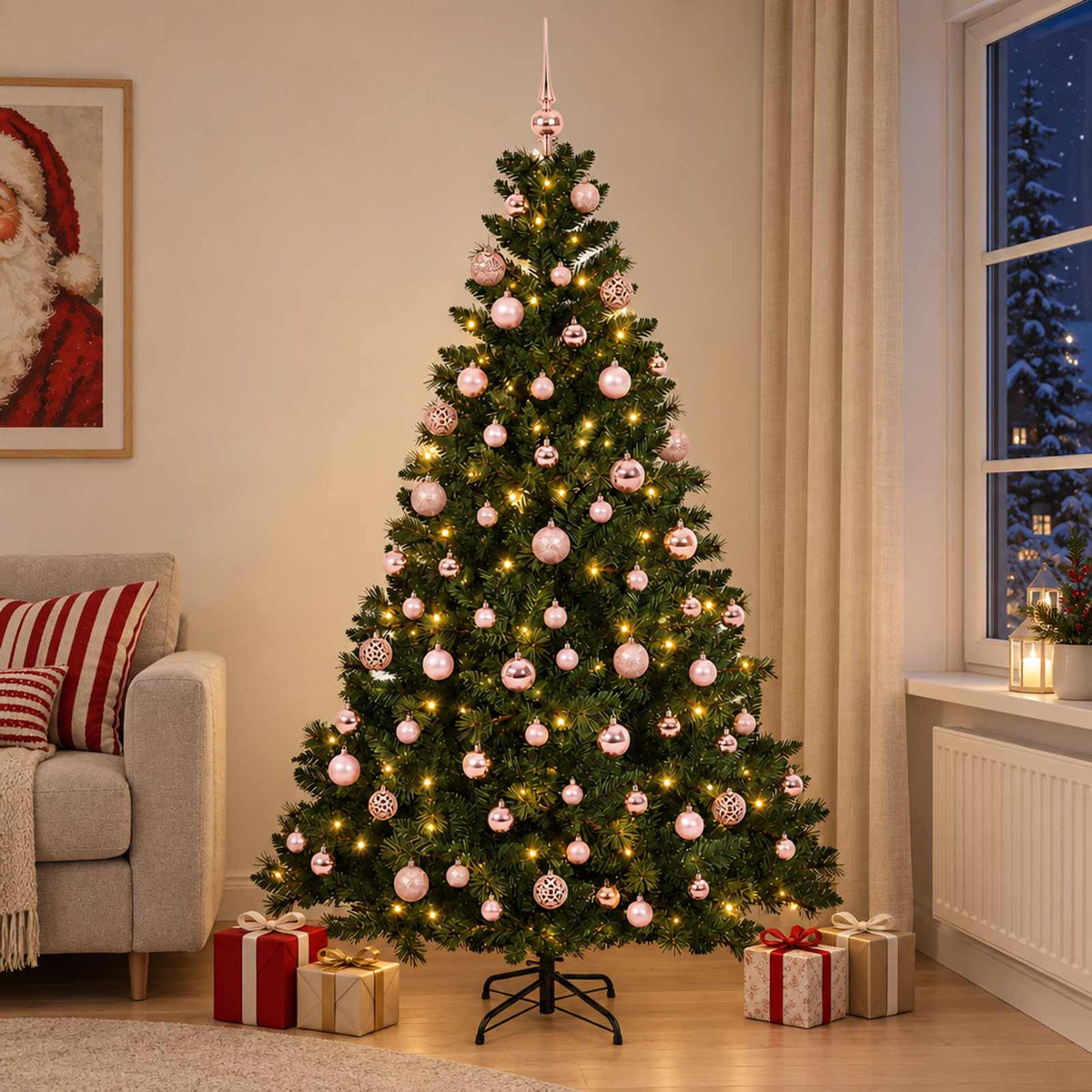 vidaXL Artificial Christmas Tree with Bauble 210 cm 300 LEDs