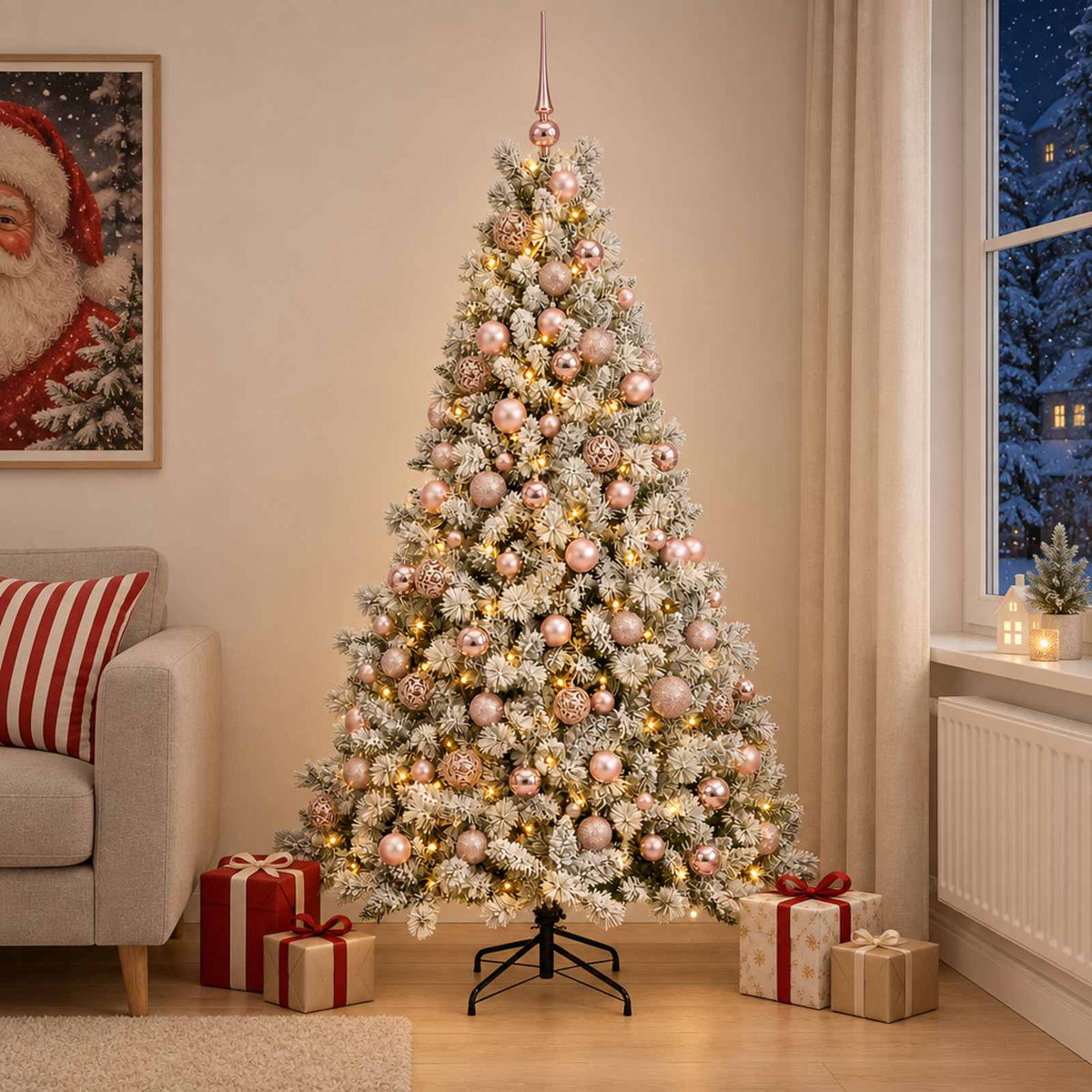 vidaXL Artificial Christmas Tree with Bauble 210 cm 300 LEDs