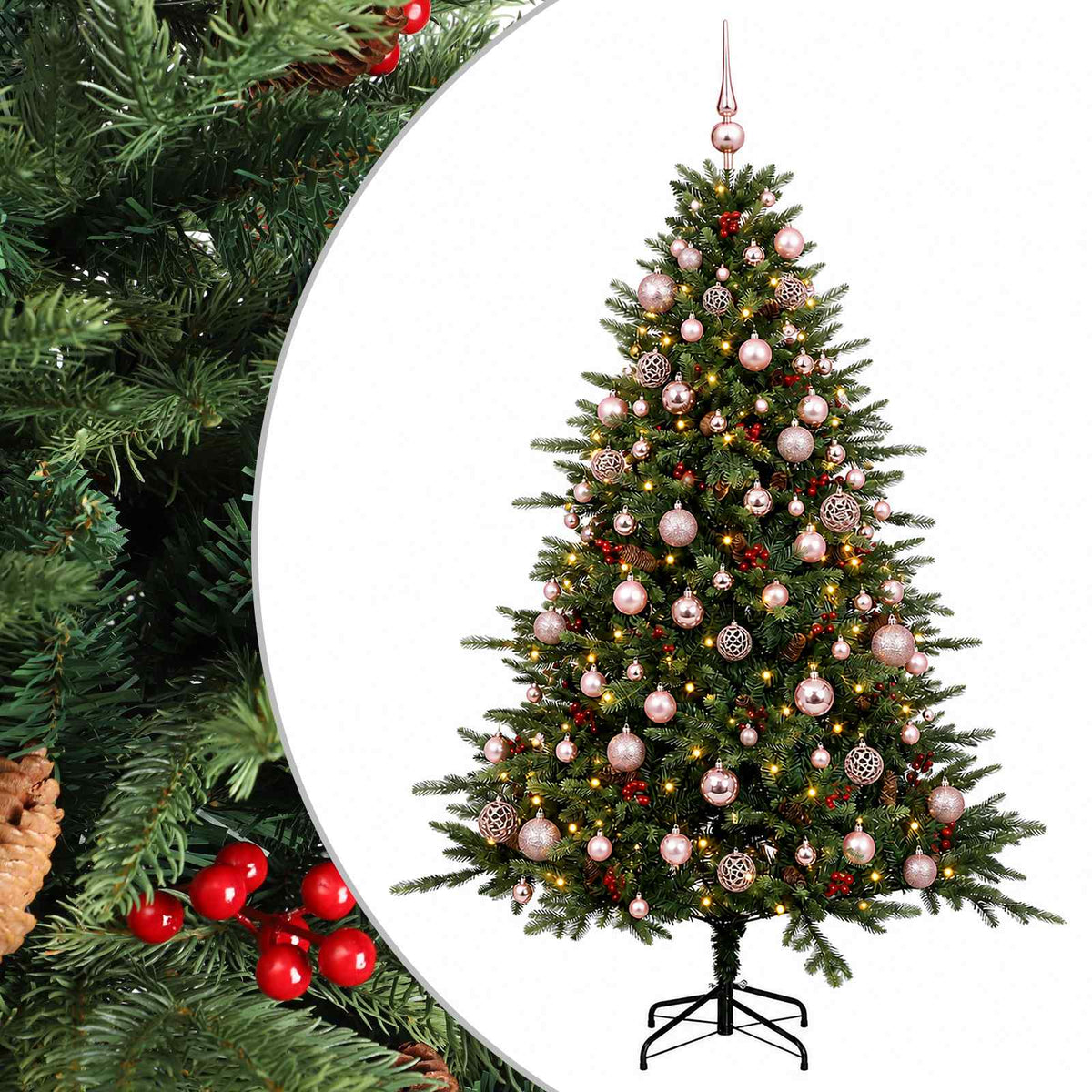 vidaXL Artificial Christmas Tree with Bauble 210 cm 300 LEDs