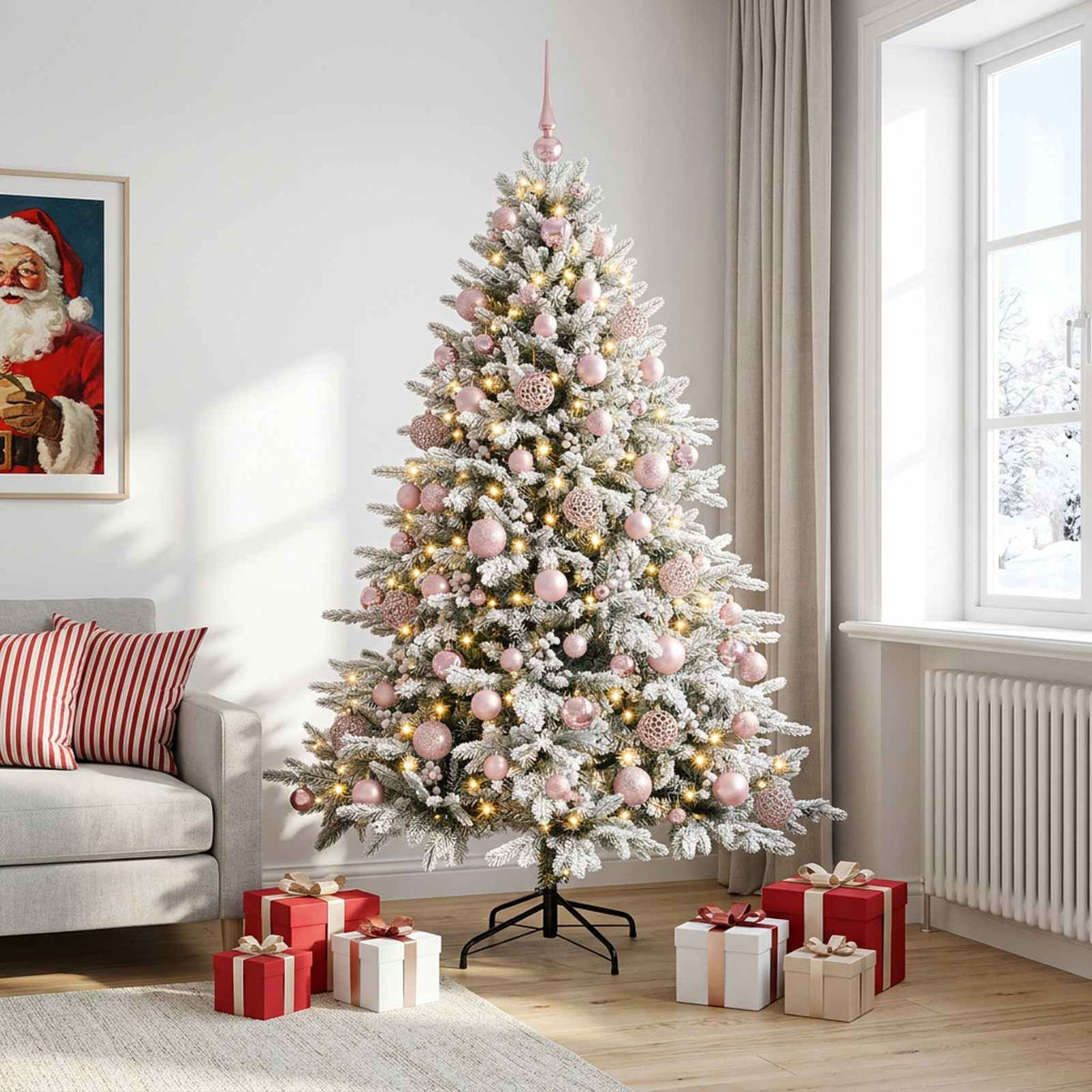 vidaXL Artificial Christmas Tree with Bauble 210 cm 300 LEDs