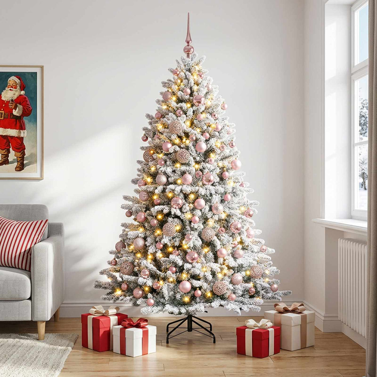 vidaXL Artificial Christmas Tree with Bauble 210 cm 300 LEDs