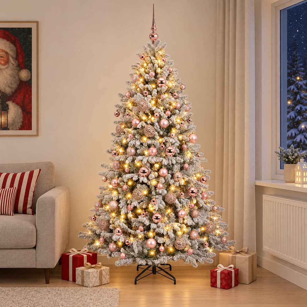 vidaXL Artificial Christmas Tree with Bauble 210 cm 300 LEDs