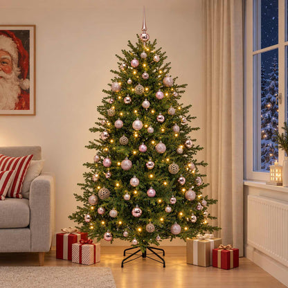 vidaXL Artificial Christmas Tree with Bauble 210 cm 300 LEDs
