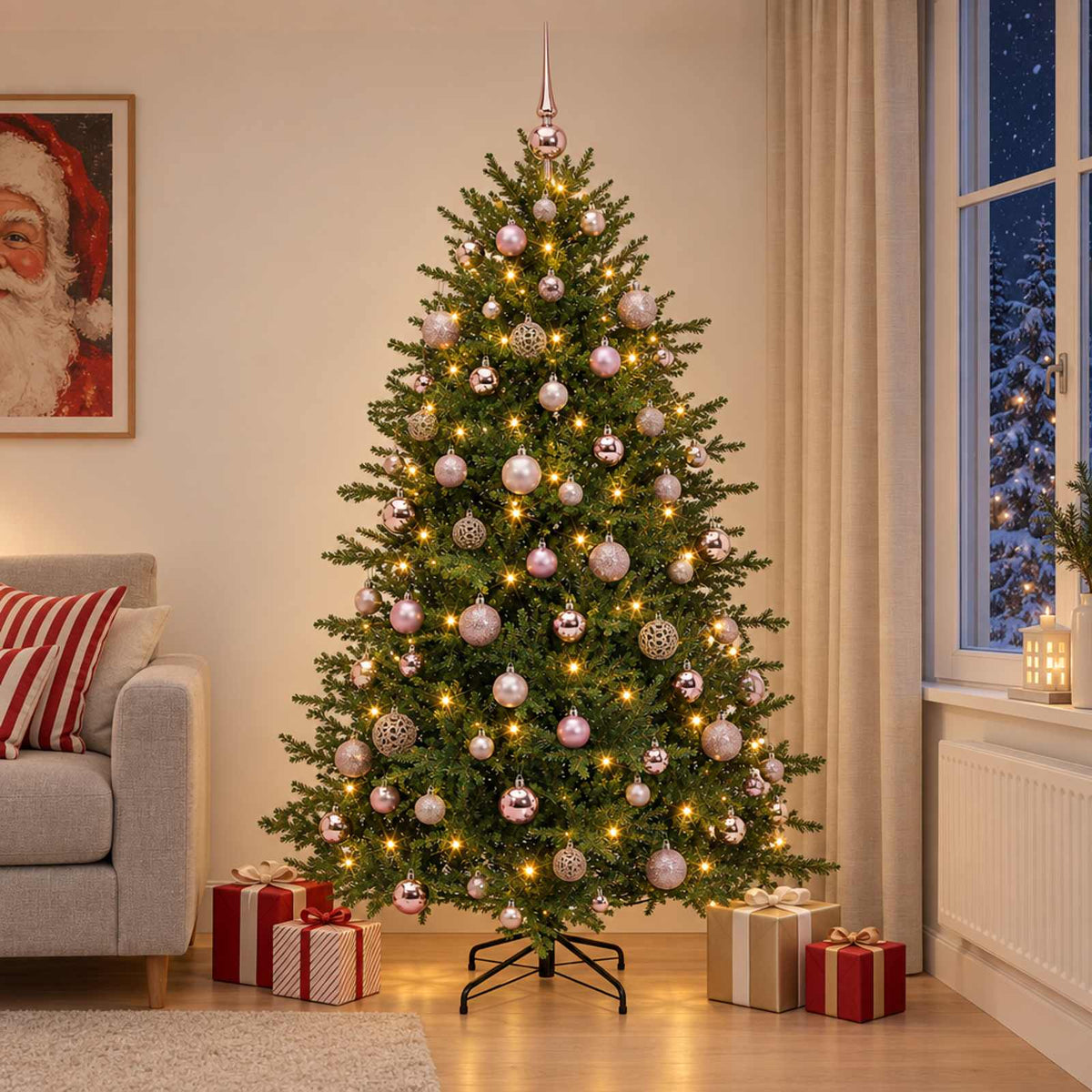 vidaXL Artificial Christmas Tree with Bauble 240 cm 300 LEDs