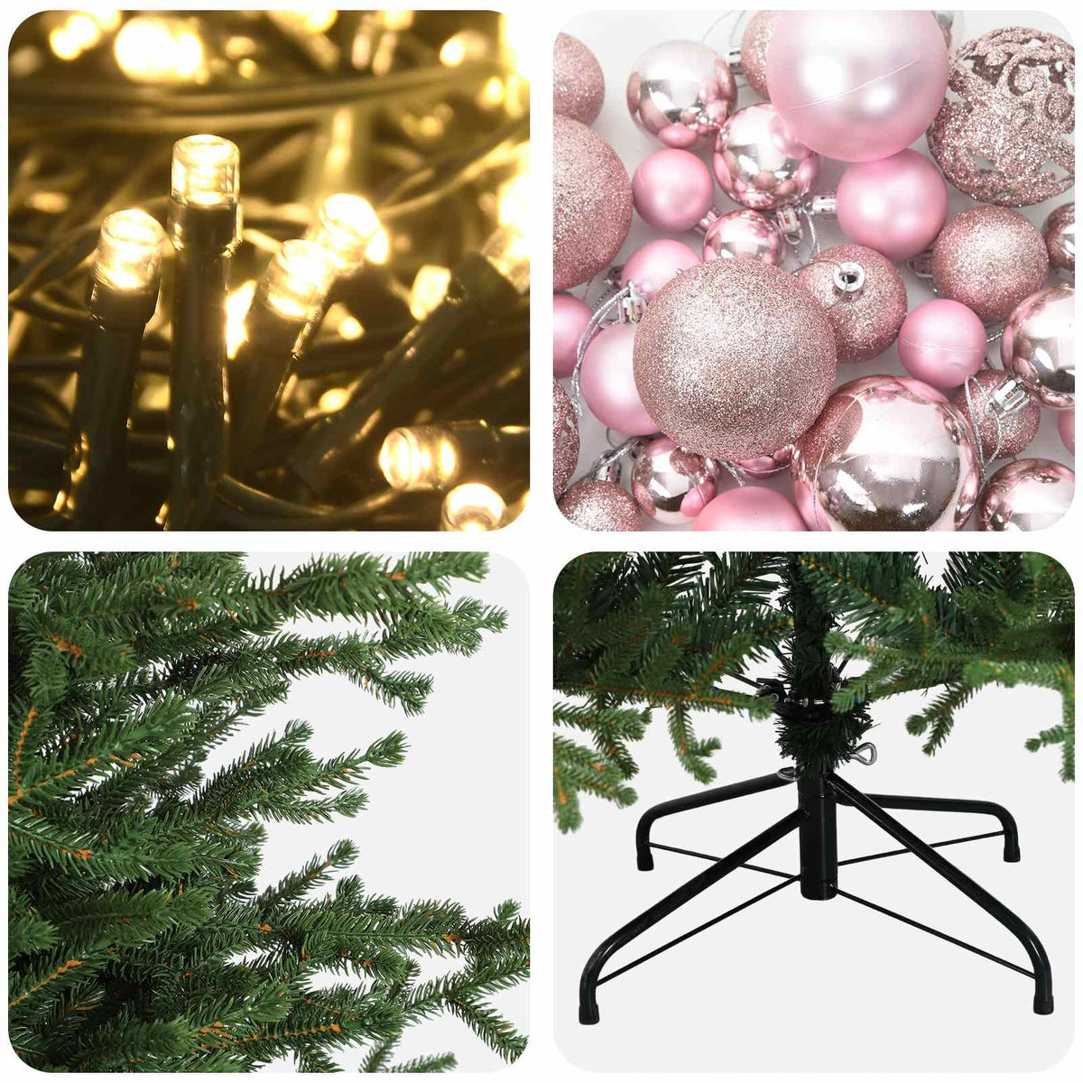 vidaXL Artificial Christmas Tree with Bauble 210 cm 300 LEDs