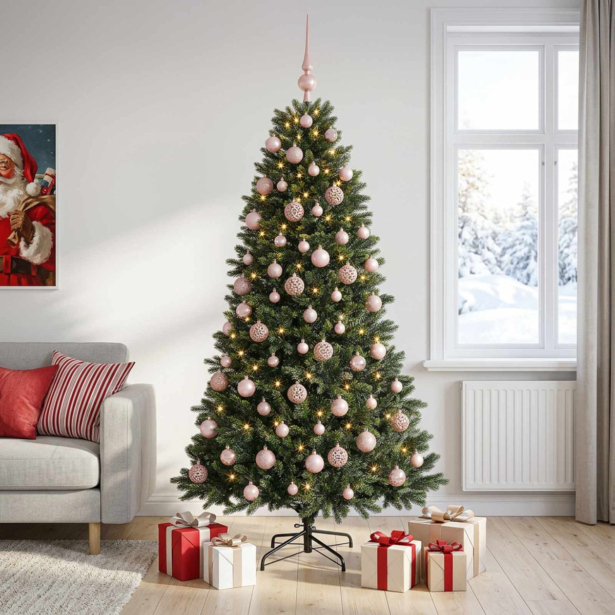 vidaXL Artificial Christmas Tree with Bauble 180 cm 300 LEDs