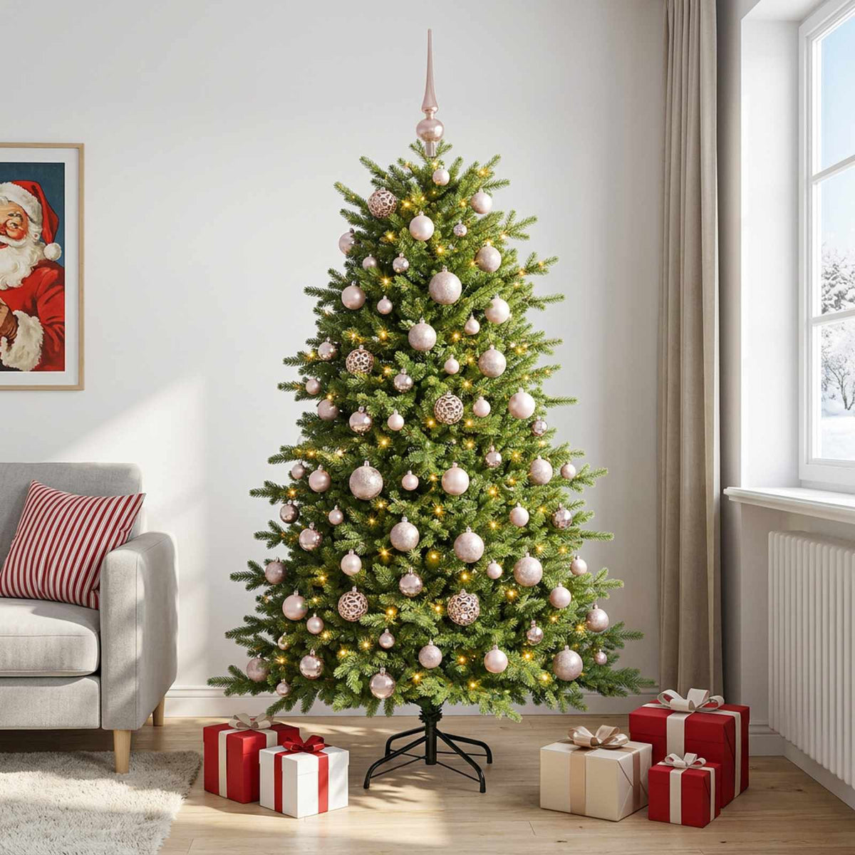 vidaXL Artificial Christmas Tree with Bauble 180 cm 300 LEDs