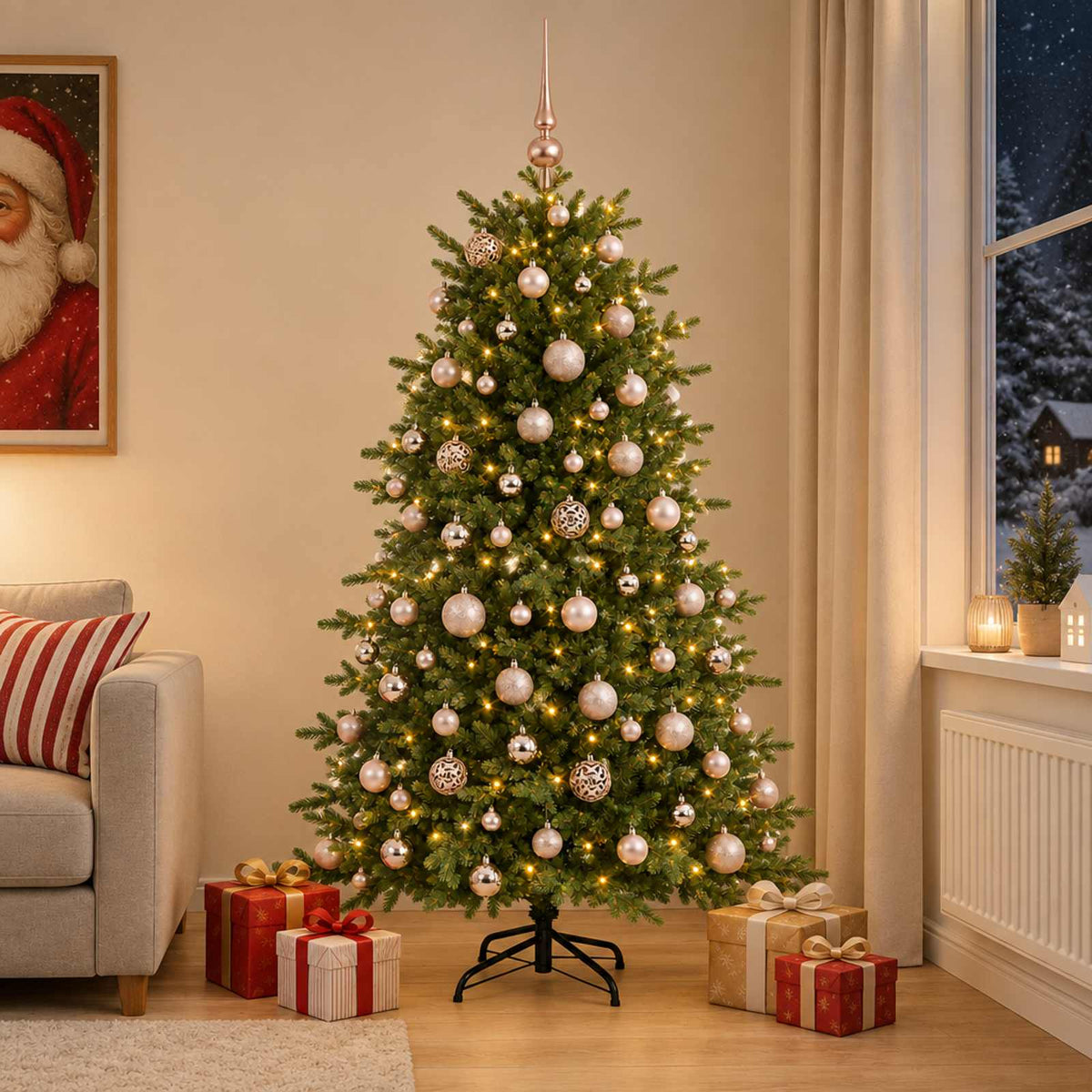 vidaXL Artificial Christmas Tree with Bauble 180 cm 300 LEDs