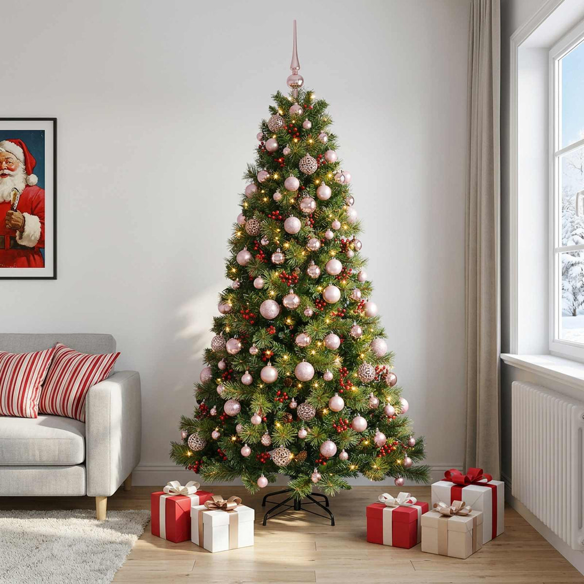vidaXL Artificial Christmas Tree with Bauble 180 cm 300 LEDs