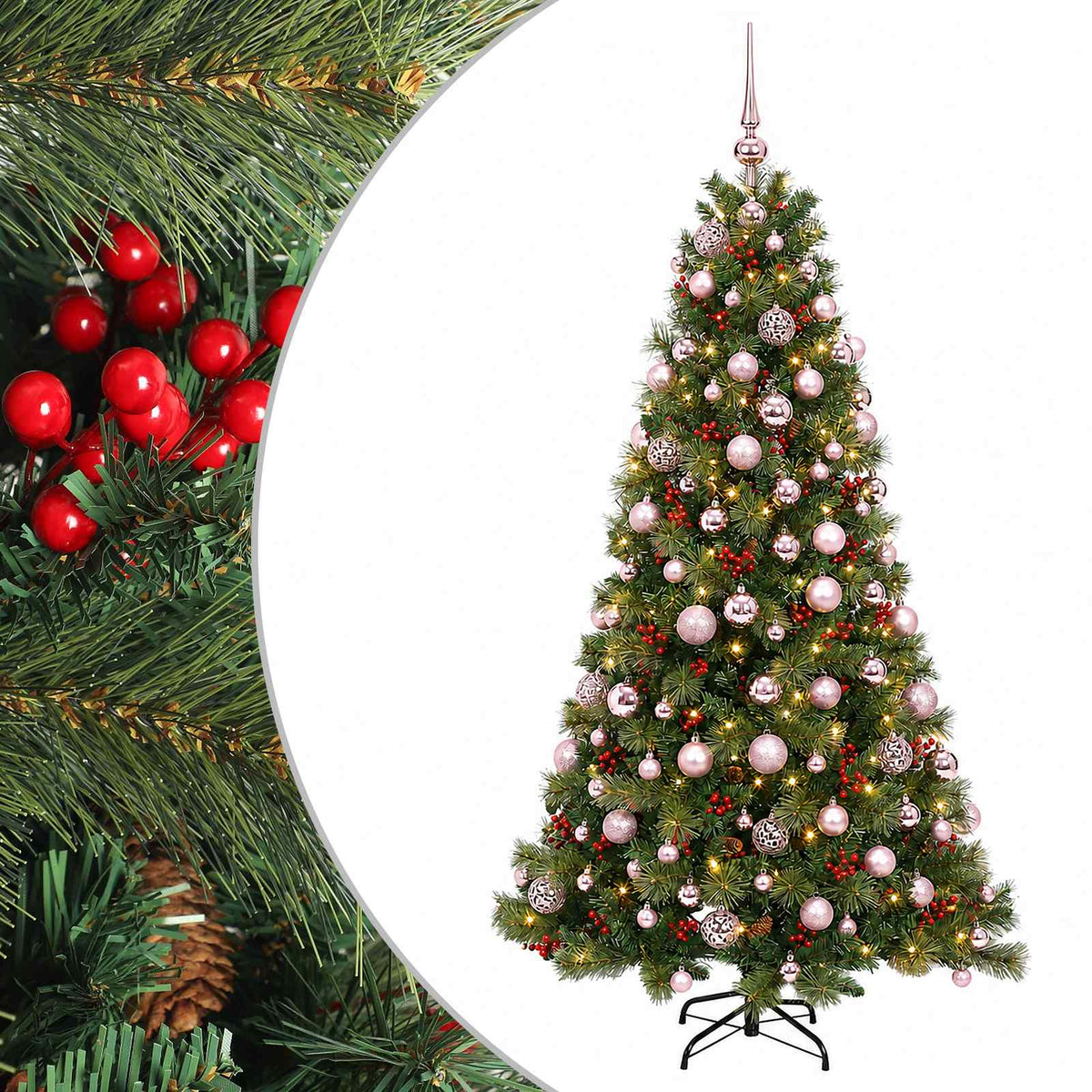 vidaXL Artificial Christmas Tree with Bauble 180 cm 300 LEDs