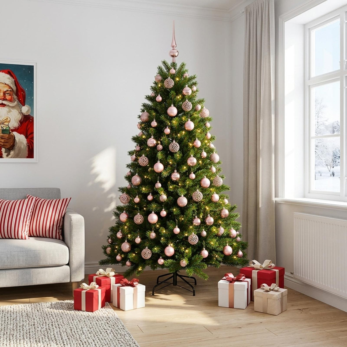 vidaXL Artificial Christmas Tree with Bauble 180 cm 300 LEDs