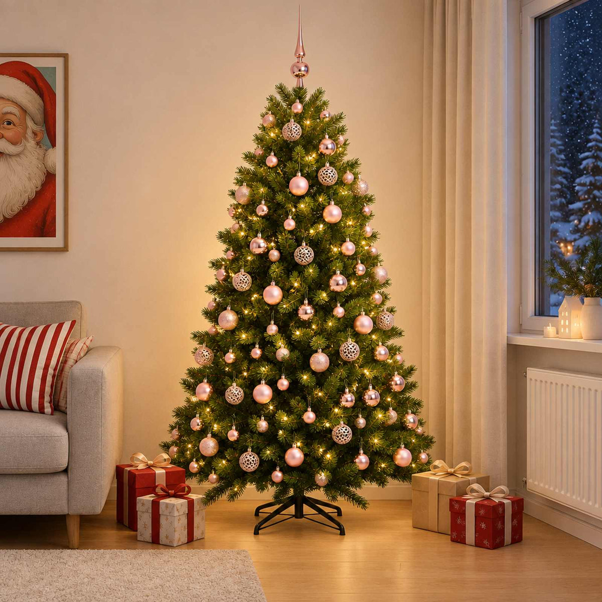 vidaXL Artificial Christmas Tree with Bauble 180 cm 300 LEDs