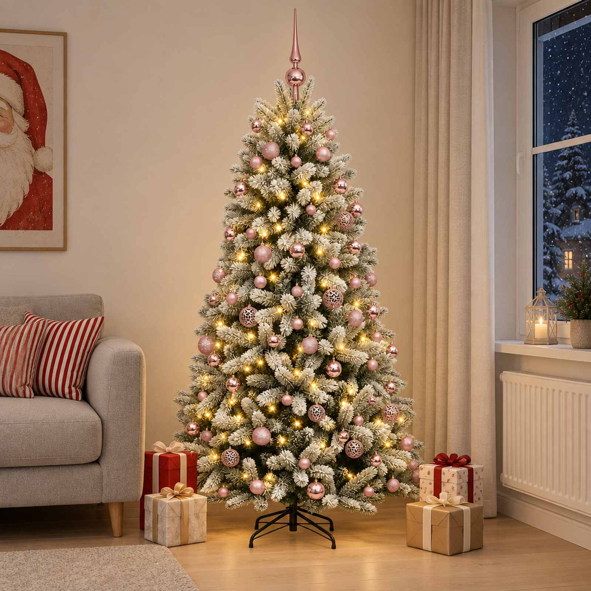 vidaXL Artificial Christmas Tree with Bauble 180 cm 300 LEDs
