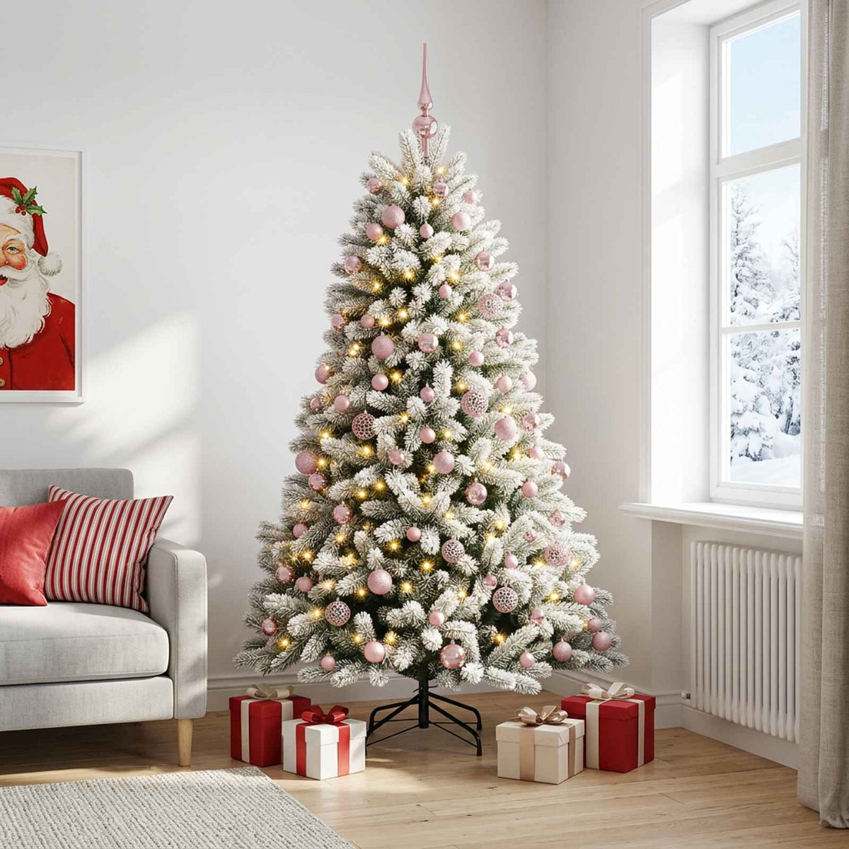 vidaXL Artificial Christmas Tree with Bauble 180 cm 300 LEDs