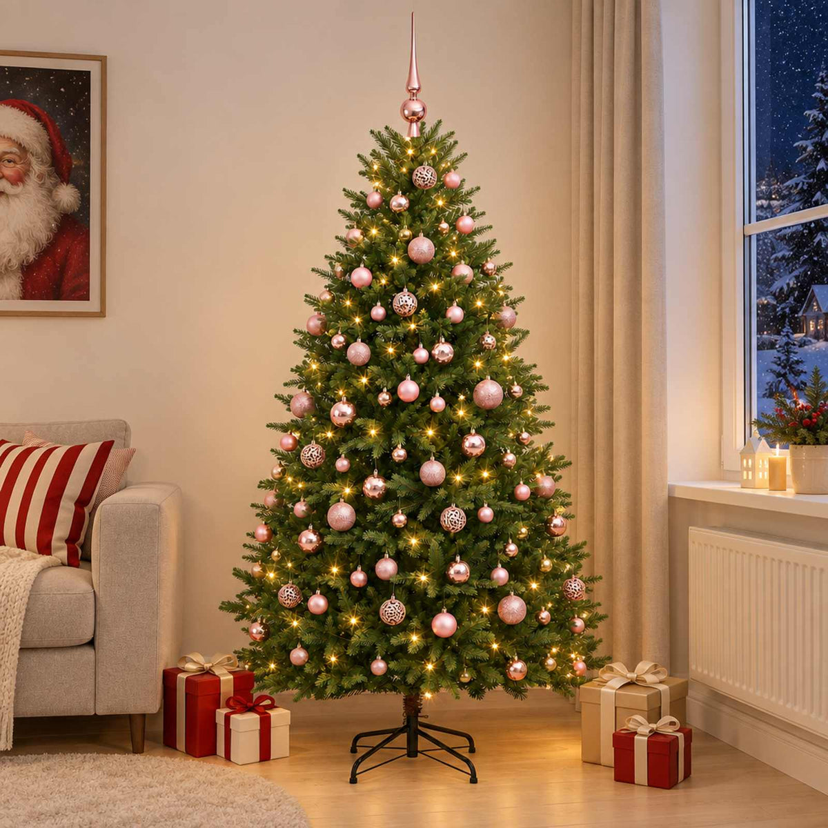 vidaXL Artificial Christmas Tree with Bauble 240 cm 300 LEDs