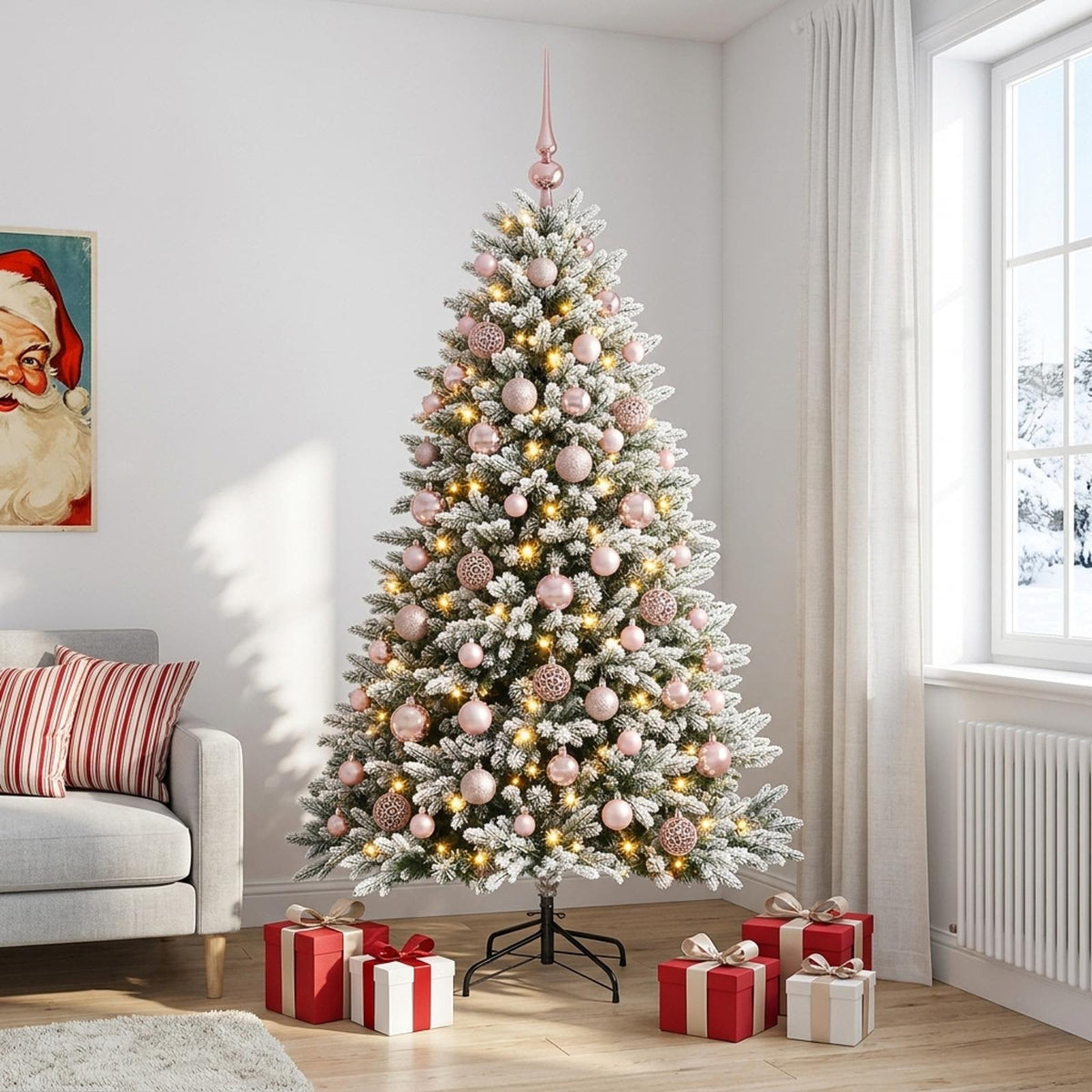 vidaXL Artificial Christmas Tree with Bauble 210 cm 300 LEDs
