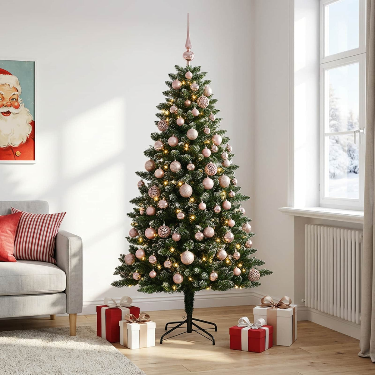 vidaXL Artificial Christmas Tree with Bauble 180 cm 300 LEDs