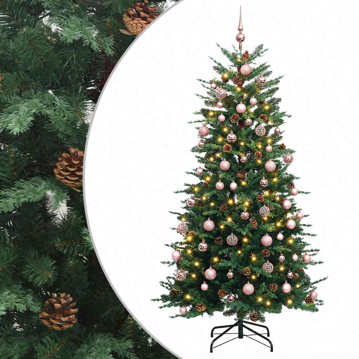 vidaXL Artificial Hinged Christmas Tree 240 cm 300 LEDs Warm White