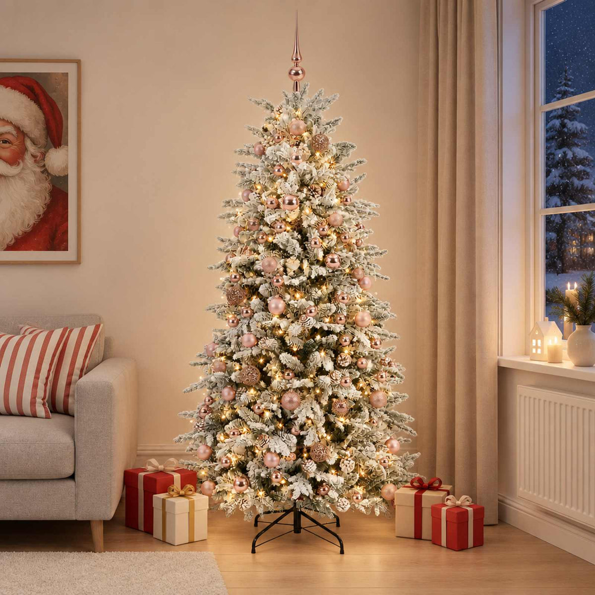 vidaXL Artificial Hinged Christmas Tree 240 cm 300 LEDs Warm White