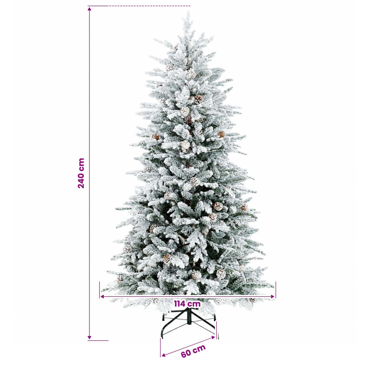 vidaXL Artificial Hinged Christmas Tree 240 cm 300 LEDs Warm White