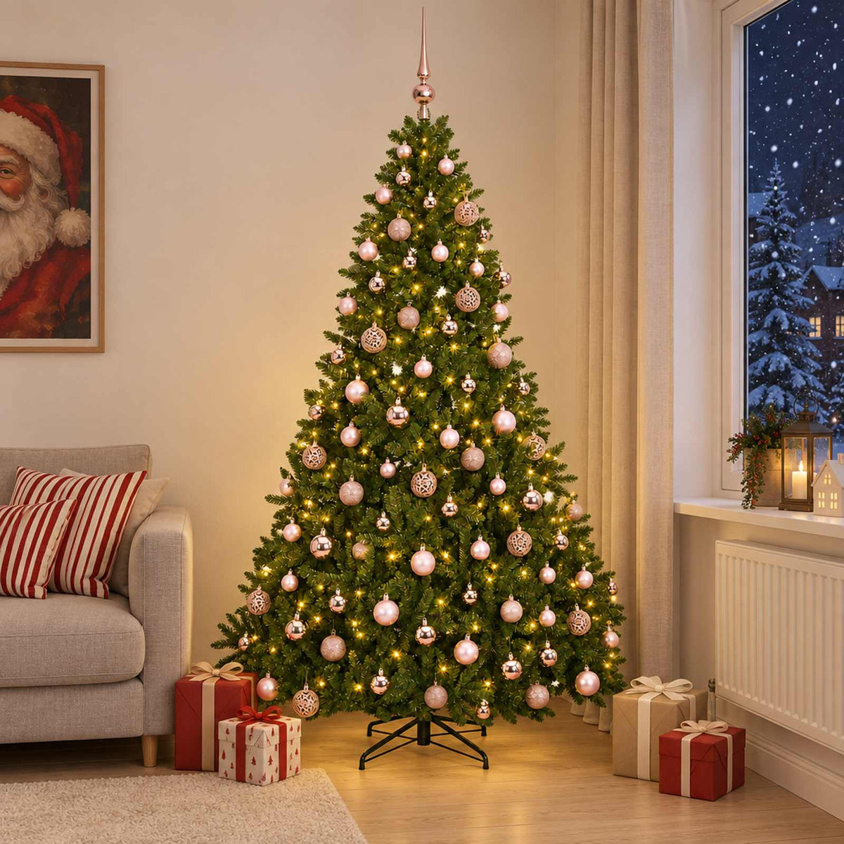vidaXL Light Green Artificial Christmas Tree with Bauble 210 cm