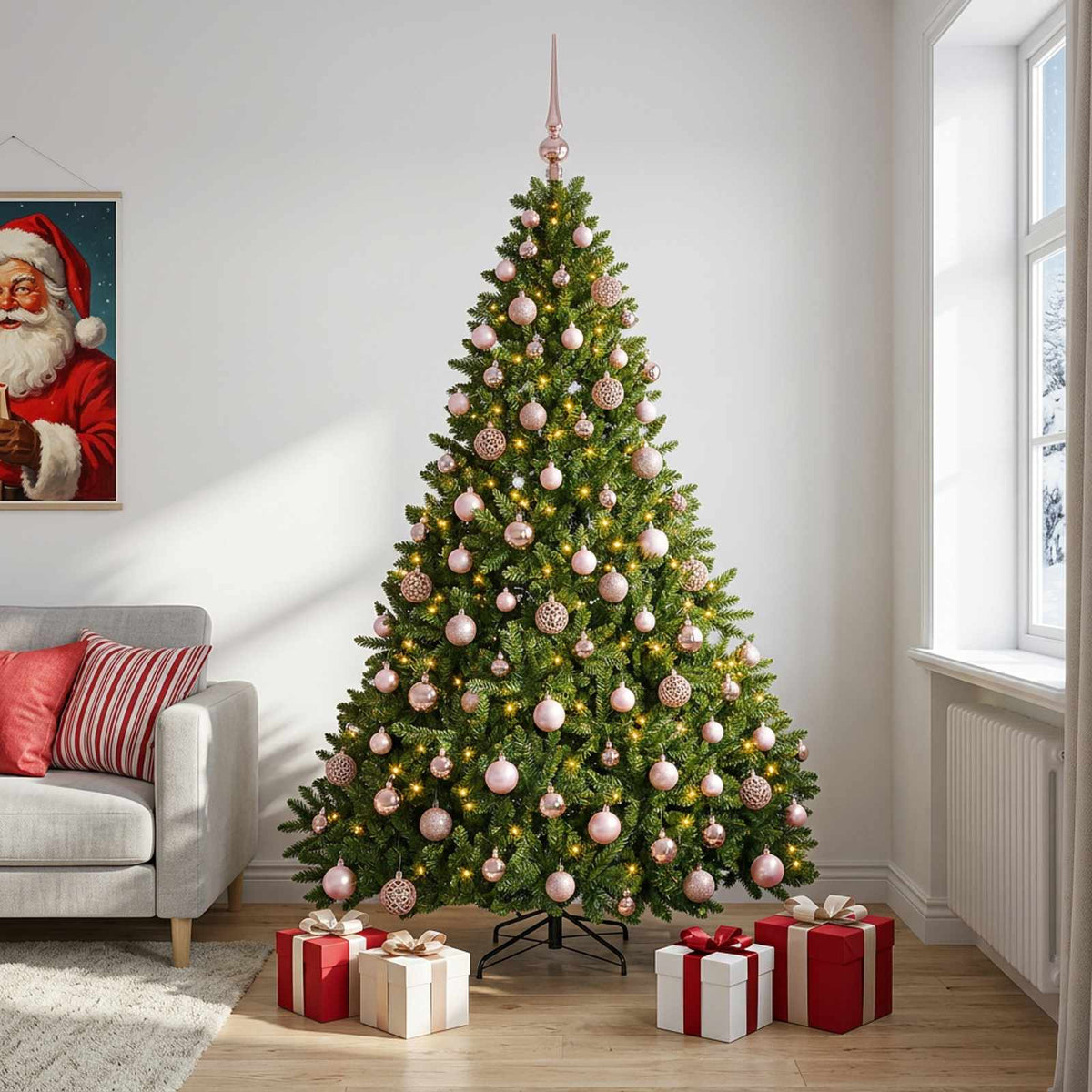vidaXL Light Green Artificial Christmas Tree with Bauble 210 cm
