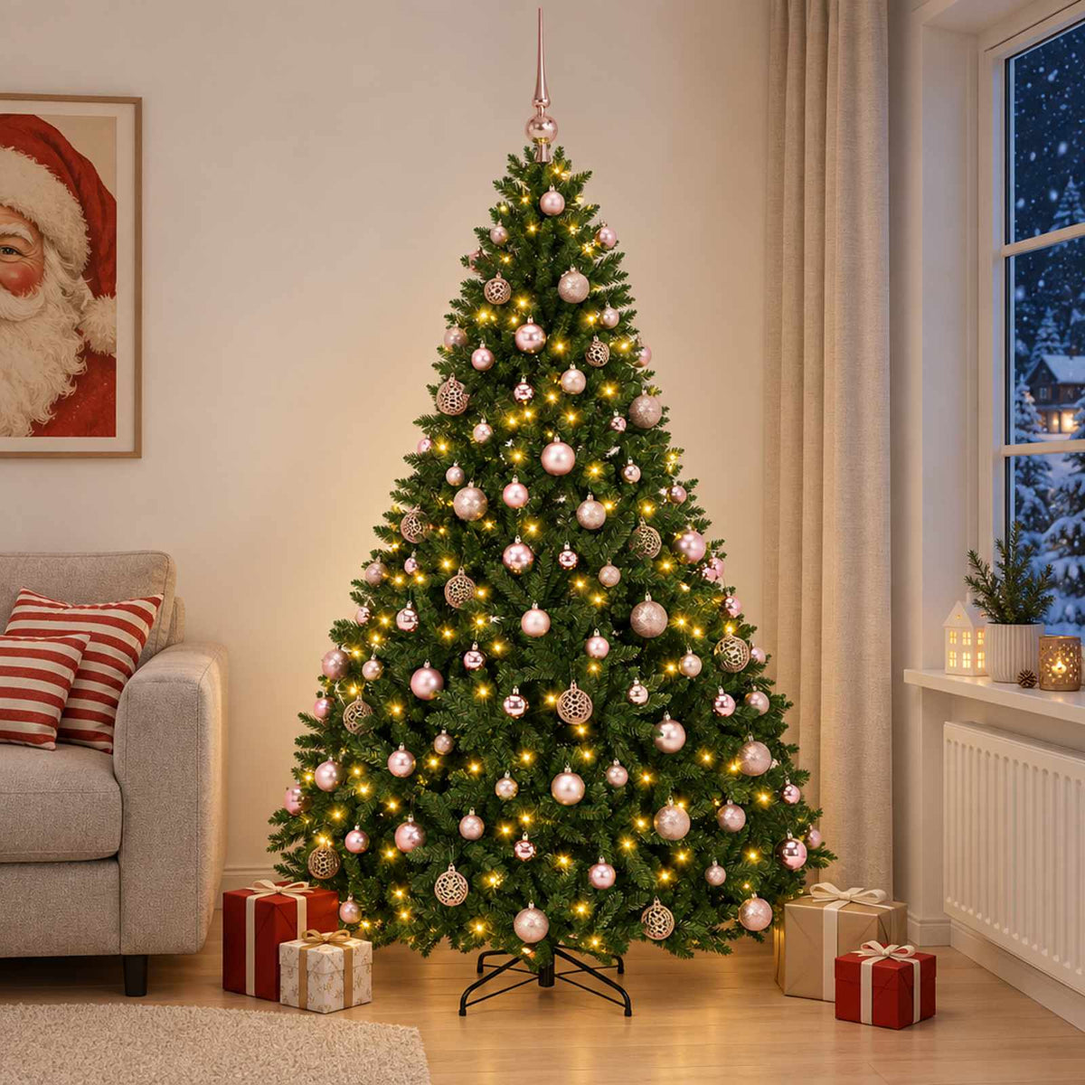 vidaXL Artificial Christmas Tree Mid-green with Ornament 210 cm