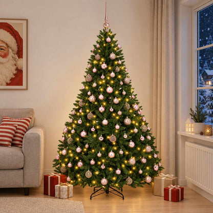 vidaXL Artificial Christmas Tree Mid-green with Ornament 210 cm