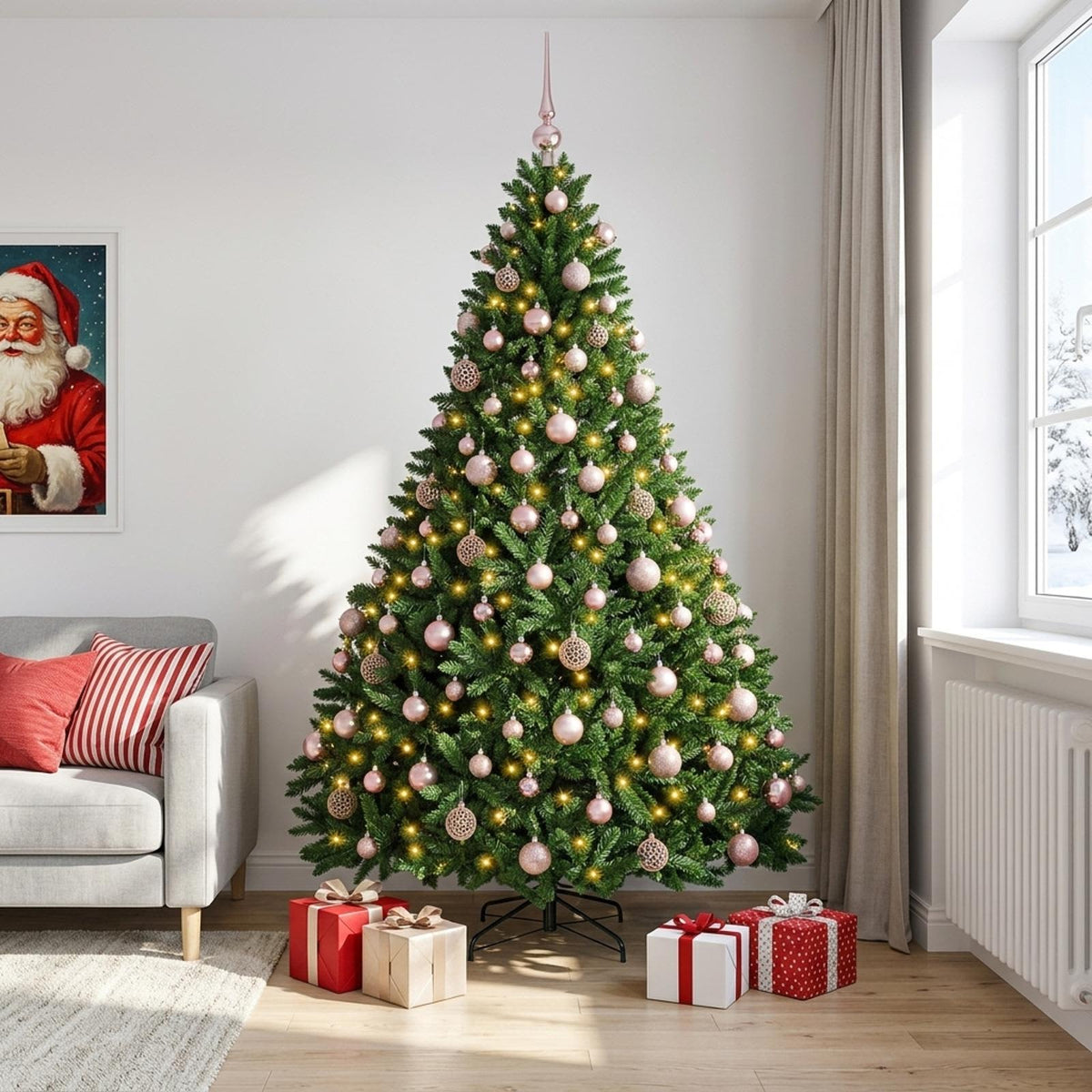 vidaXL Artificial Christmas Tree Mid-green with Ornament 210 cm