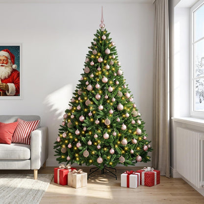 vidaXL Artificial Christmas Tree Mid-green with Ornament 210 cm