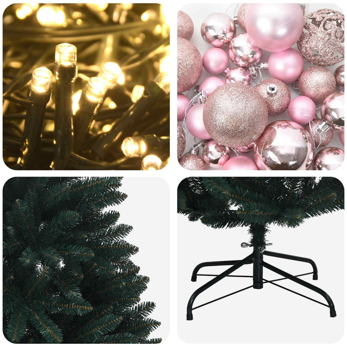 vidaXL Artificial Christmas Tree Dark Green with Baubles 180 cm