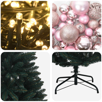 vidaXL Artificial Christmas Tree Dark Green with Baubles 180 cm