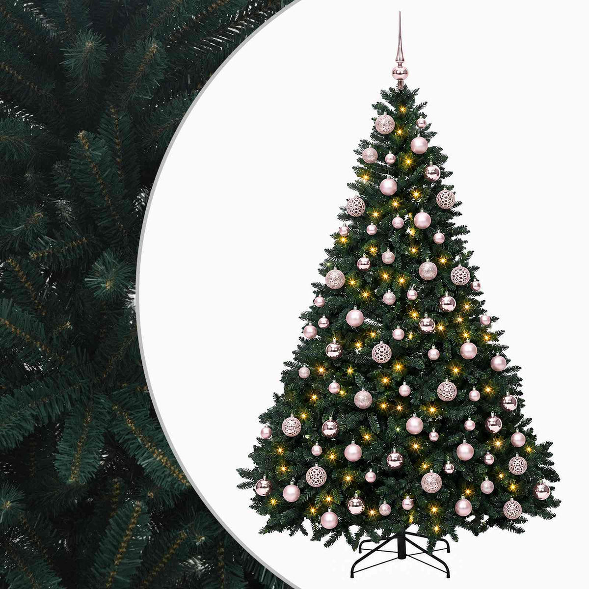 vidaXL Artificial Christmas Tree Dark Green with Baubles 180 cm