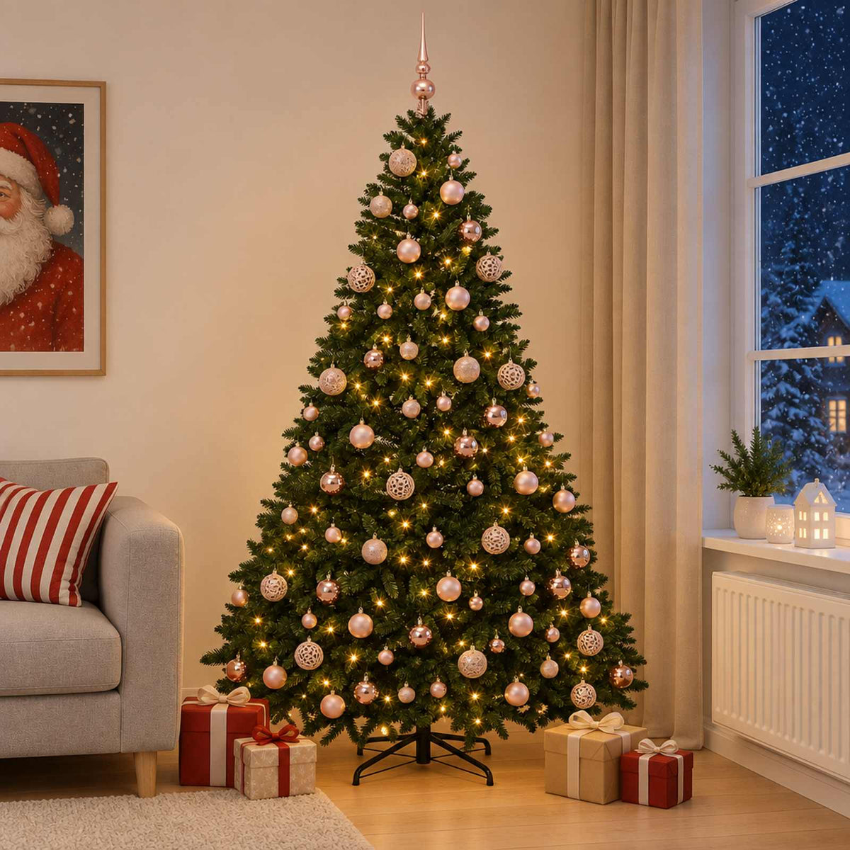 vidaXL Artificial Christmas Tree Dark Green with Bauble 240 cm