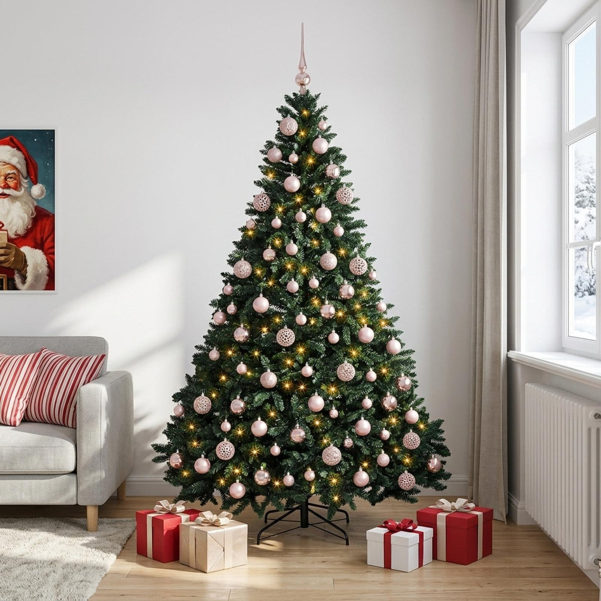 vidaXL Artificial Christmas Tree Dark Green with Bauble 240 cm