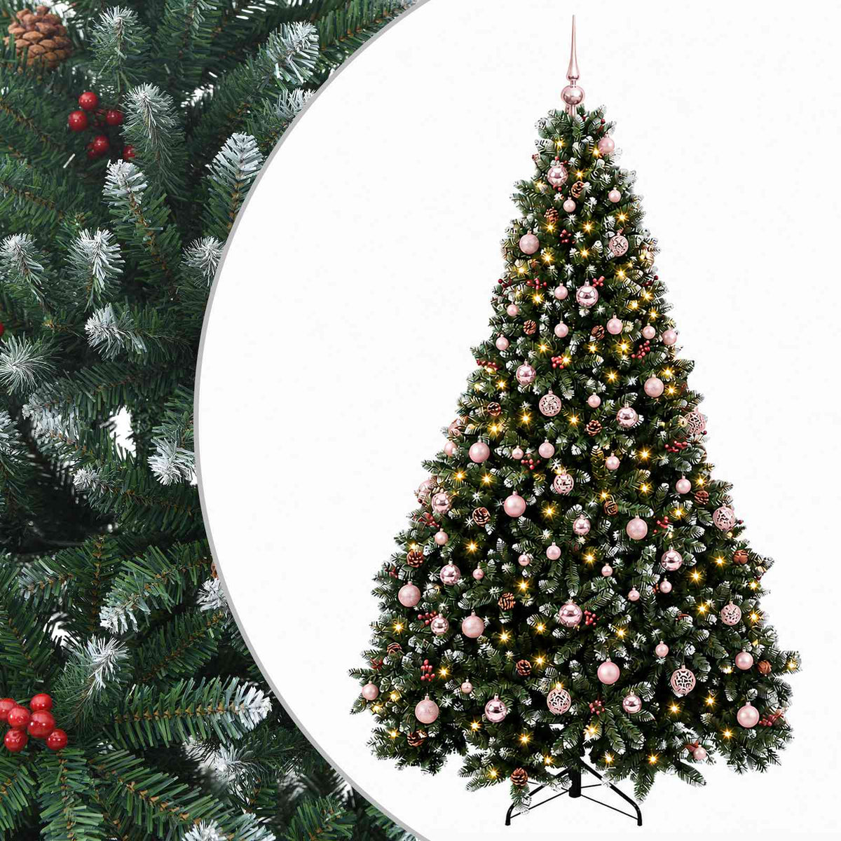vidaXL Artificial Christmas Tree Green with Baubles 180 cm 300 LEDs