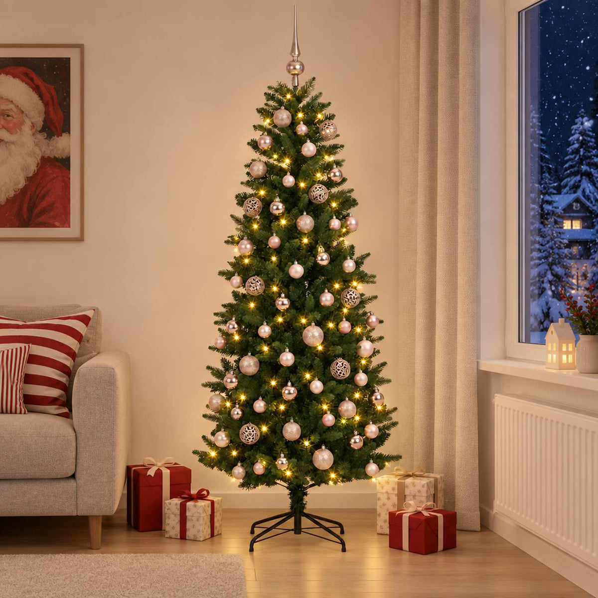 vidaXL Artificial Christmas Tree with Bauble 180 cm 300 LEDs