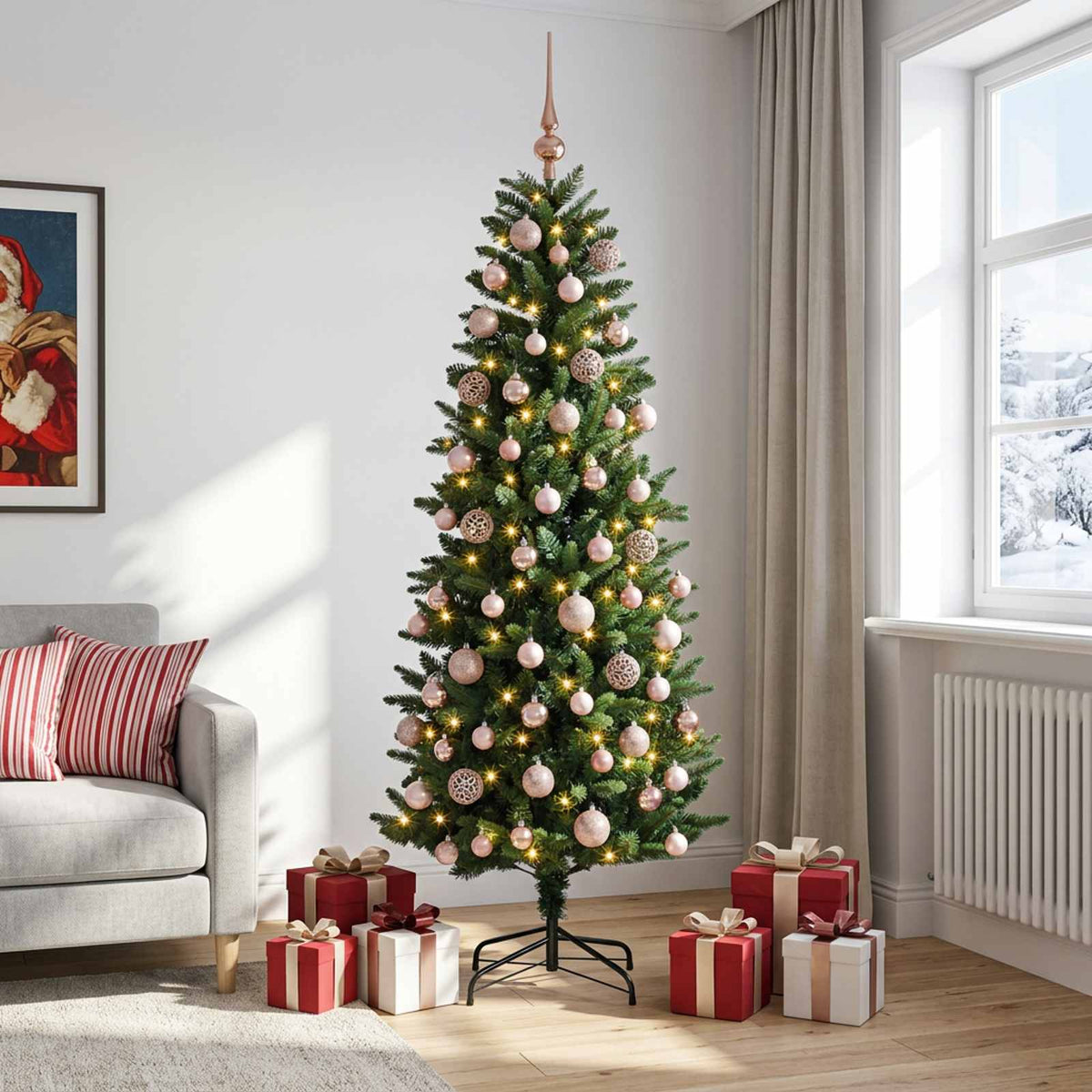 vidaXL Artificial Christmas Tree with Bauble 180 cm 300 LEDs