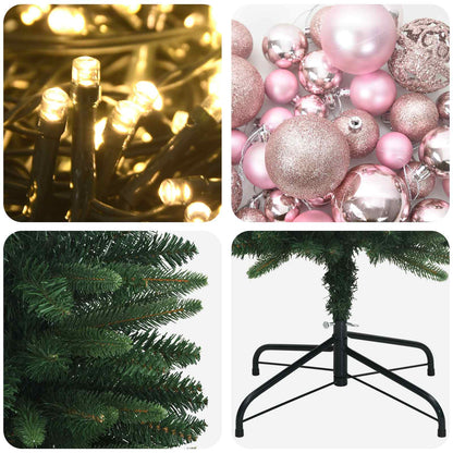vidaXL Artificial Slim Christmas Tree with Bauble 180 cm 300 LEDs