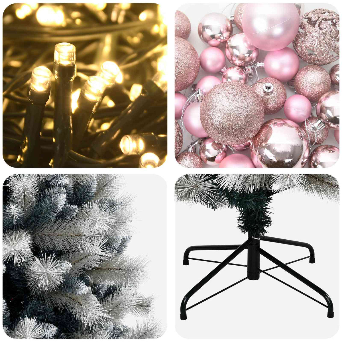 vidaXL Artificial Hinged Christmas Tree with Baubles 240 cm 300 LEDs