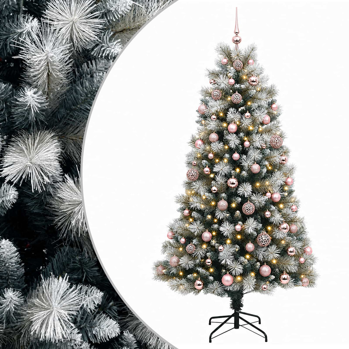 vidaXL Artificial Hinged Christmas Tree with Baubles 240 cm 300 LEDs