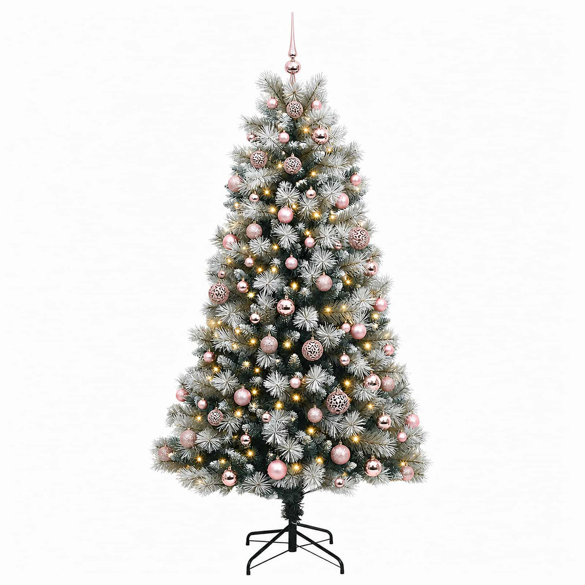 vidaXL Artificial Hinged Christmas Tree with Baubles 240 cm 300 LEDs