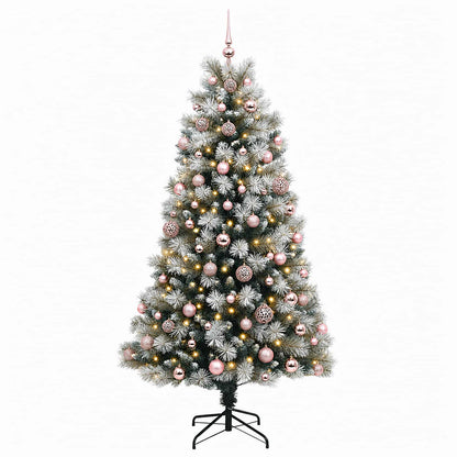 vidaXL Artificial Hinged Christmas Tree with Baubles 240 cm 300 LEDs