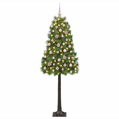 vidaXL Artificial Hinged Christmas Tree with Baubles 180 cm 300 LEDs