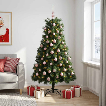 vidaXL Artificial Hinged Christmas Tree with Baubles 180 cm 300 LEDs