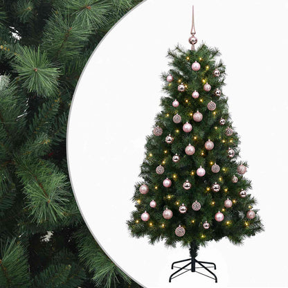 vidaXL Artificial Hinged Christmas Tree with Baubles 180 cm 300 LEDs