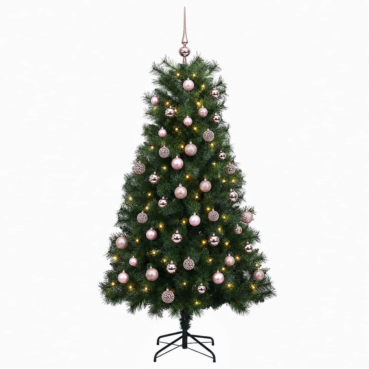 vidaXL Artificial Hinged Christmas Tree with Baubles 180 cm 300 LEDs