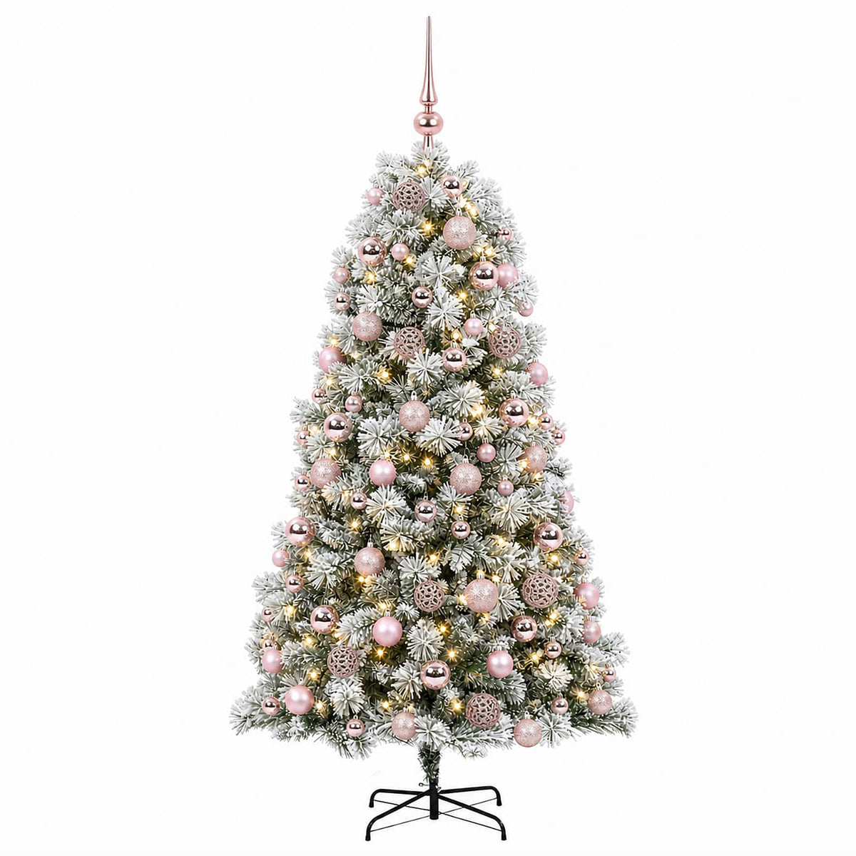 vidaXL Artificial Hinged Christmas Tree with Baubles 180 cm 300 LEDs