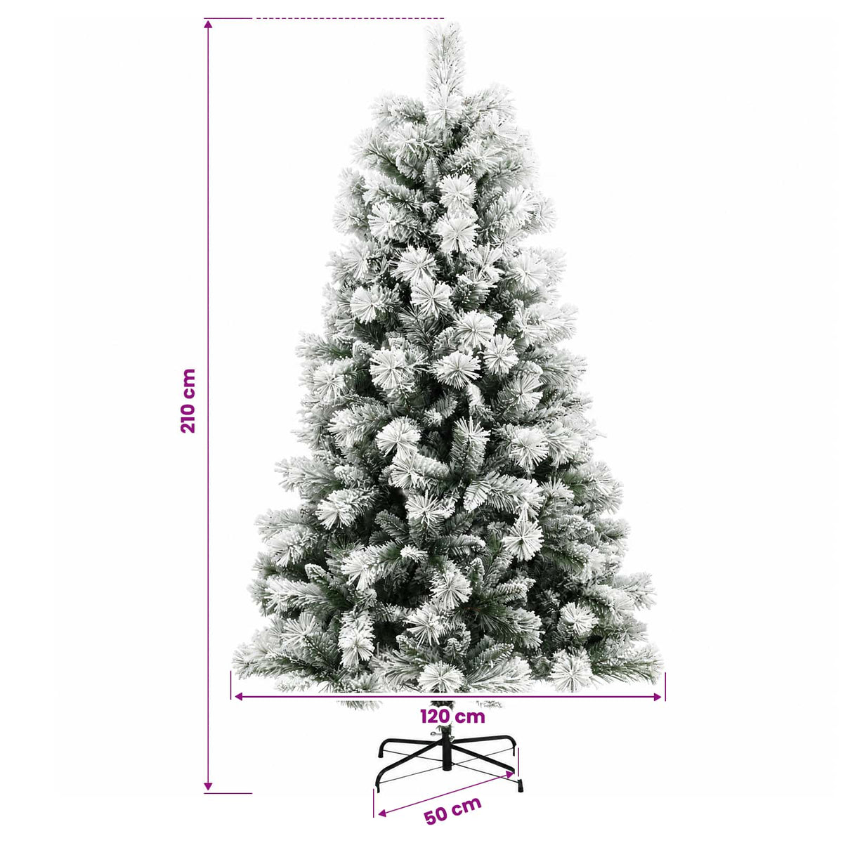 vidaXL Artificial Hinged Christmas Tree with Baubles 210 cm 300 LEDs